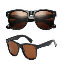 PolarSpex Mens Sunglasses - Retro Sunglasses for Men, Polarized Sunglasses for Womens - Cool Shades for Driving, Fishing (Black, Amber Driving)