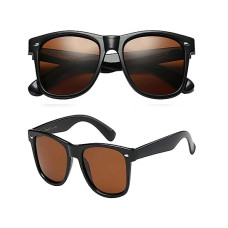 PolarSpex Mens Sunglasses - Retro Sunglasses for Men, Polarized Sunglasses for Womens - Cool Shades for Driving, Fishing (Black, Amber Driving)