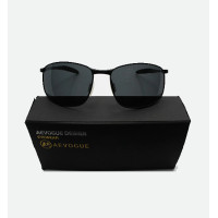 AEVOGUE Polarized Sunglasses For Men Rectangle Metal Frame Retro Sun Glasses AE0395 ( Black+ Black Mirror Blue Lens,59)