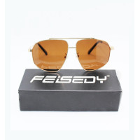 FEISEDY Retro Aviator Polarized Sunglasses Women Men 70s Vintage Square Shades Trendy Mirrored Sunglasses B2364-(GLD SHN, BRWN)