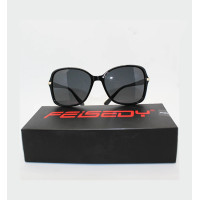 FEISEDY Vintage Square Polarized Sunglasses Trendy Cateye Ladies Oval Elegant Sun Glasses for Women Men B2760 (BLK LENS)