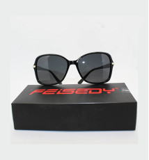 FEISEDY Vintage Square Polarized Sunglasses Trendy Cateye Ladies Oval Elegant Sun Glasses for Women Men B2760 (BLK LENS)