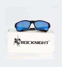 ROCKNIGHT HD Polarized Driving Sunglasses UV400 Protection Al-Mg Metal Frame Lightweight Outdoor Casual- (BLK SHN, BLU LENS)