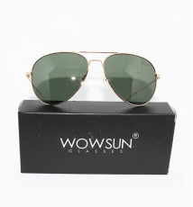 Wowsun Classic Polarized Aviator sunglass For Women Men with Case ( Golden Frame,Green lens)