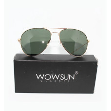 Wowsun Classic Polarized Aviator sunglass For Women Men with Case ( Golden Frame,Green lens)